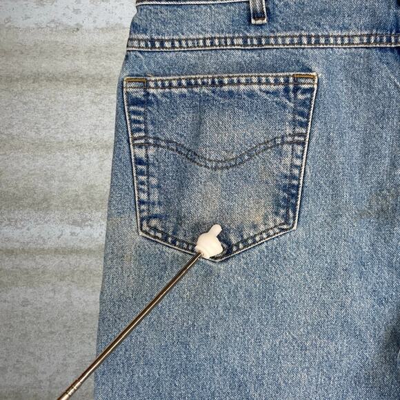 Vintage Carhartt Jeans Relaxed Fit Light Wash Work Wear Denim Leather Logo 90s - Picture 8 of 11